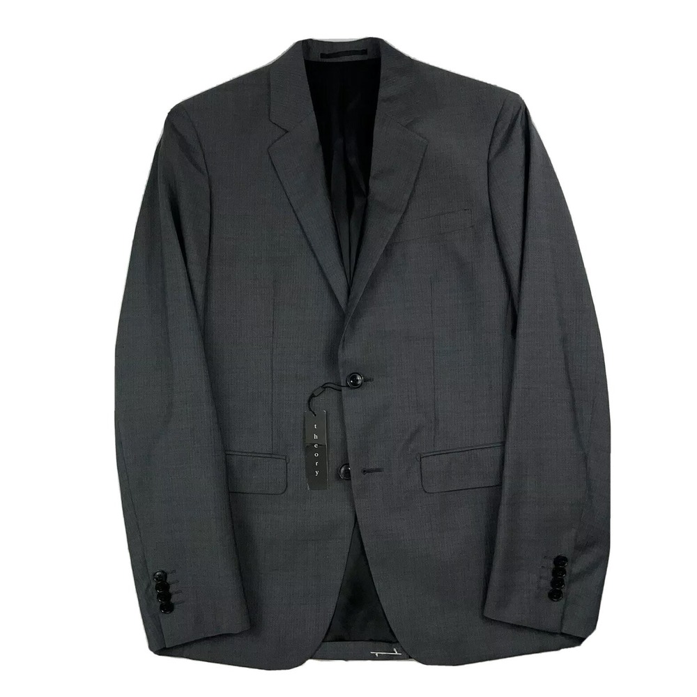 Theory Gray Charcoal Striped Wool Mens Blazer Size 36R NWT